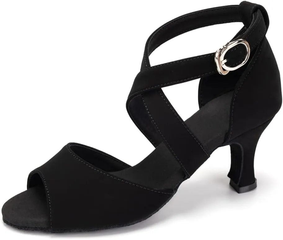 HROYL Women Latin Ballroom Dance Shoes Salsa Tango Low Heel Performence Dancing Shoes,FT095