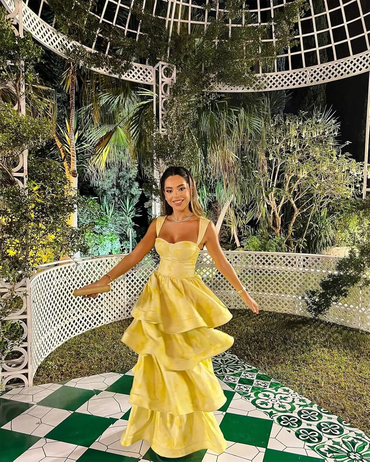 Jacquard Floral Tiered Prom Dresses Sweetheart Corset Ruffle Satin Formal Evening Gowns