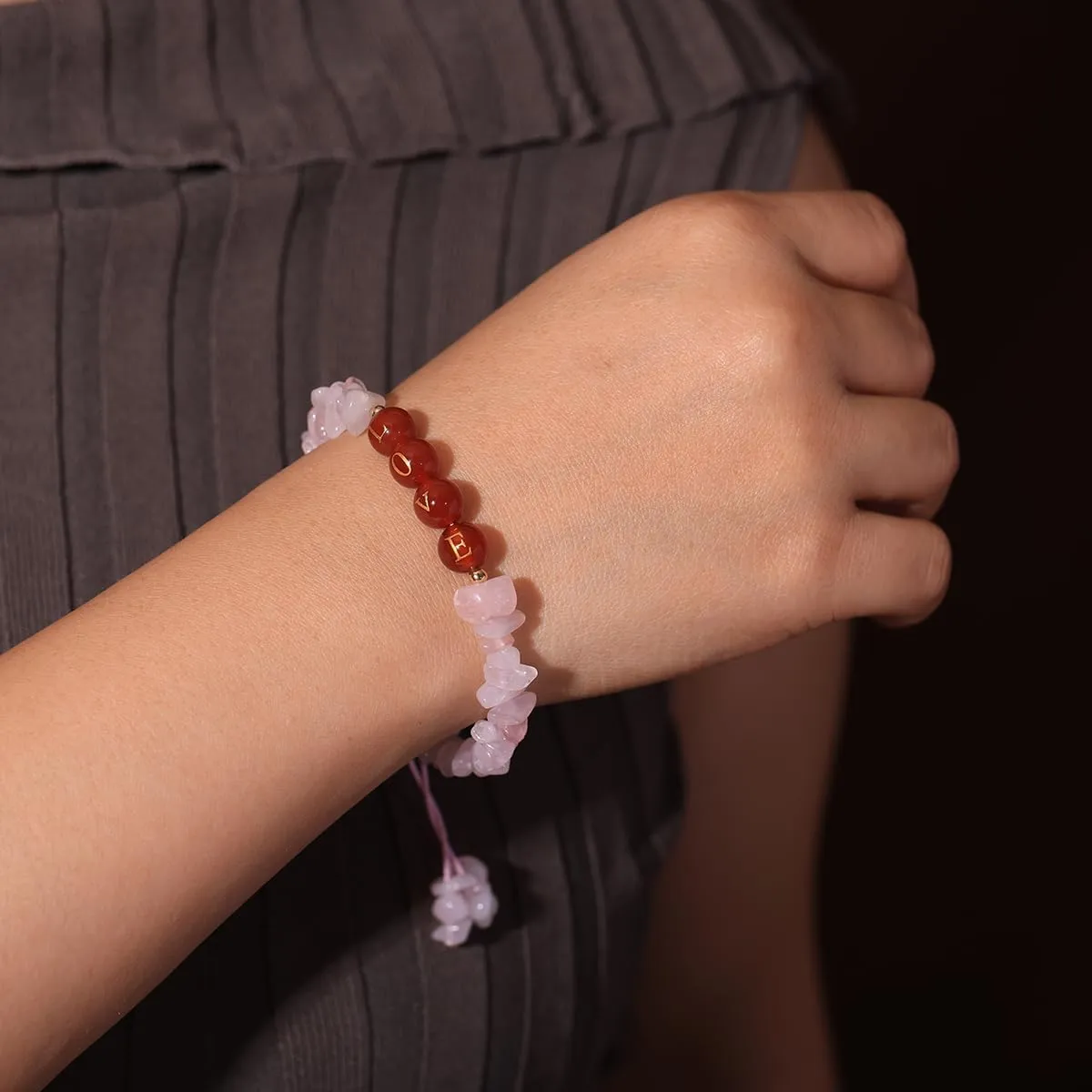 Jewever Beaded Bracelets Handmade Forever Love Letter Bracelet for Women Crystals and Healing Stones Chips Brave Inspirational Jewelry Birthstone Gifts Friendship Bracelets