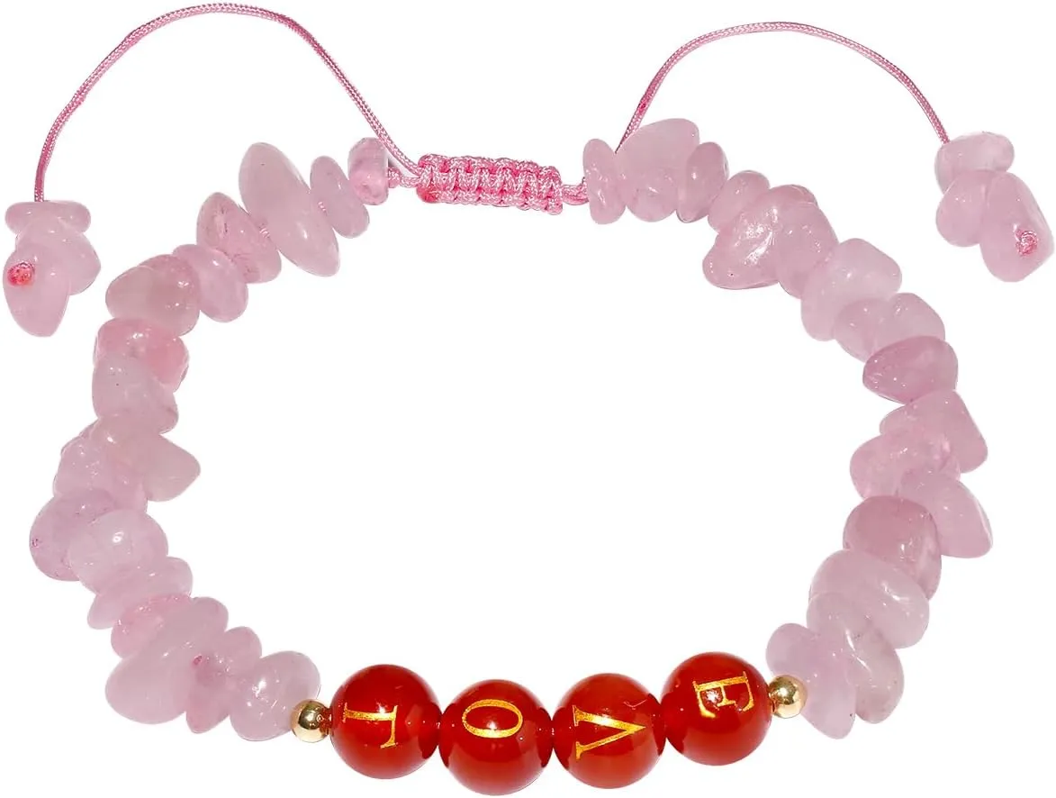 Jewever Beaded Bracelets Handmade Forever Love Letter Bracelet for Women Crystals and Healing Stones Chips Brave Inspirational Jewelry Birthstone Gifts Friendship Bracelets