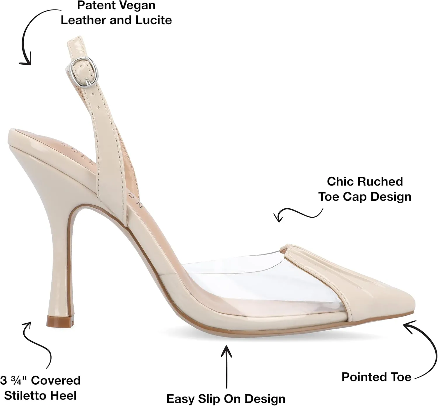 Journee Collection Womens Ivyann Patent Ankle Strap Slingback Heels