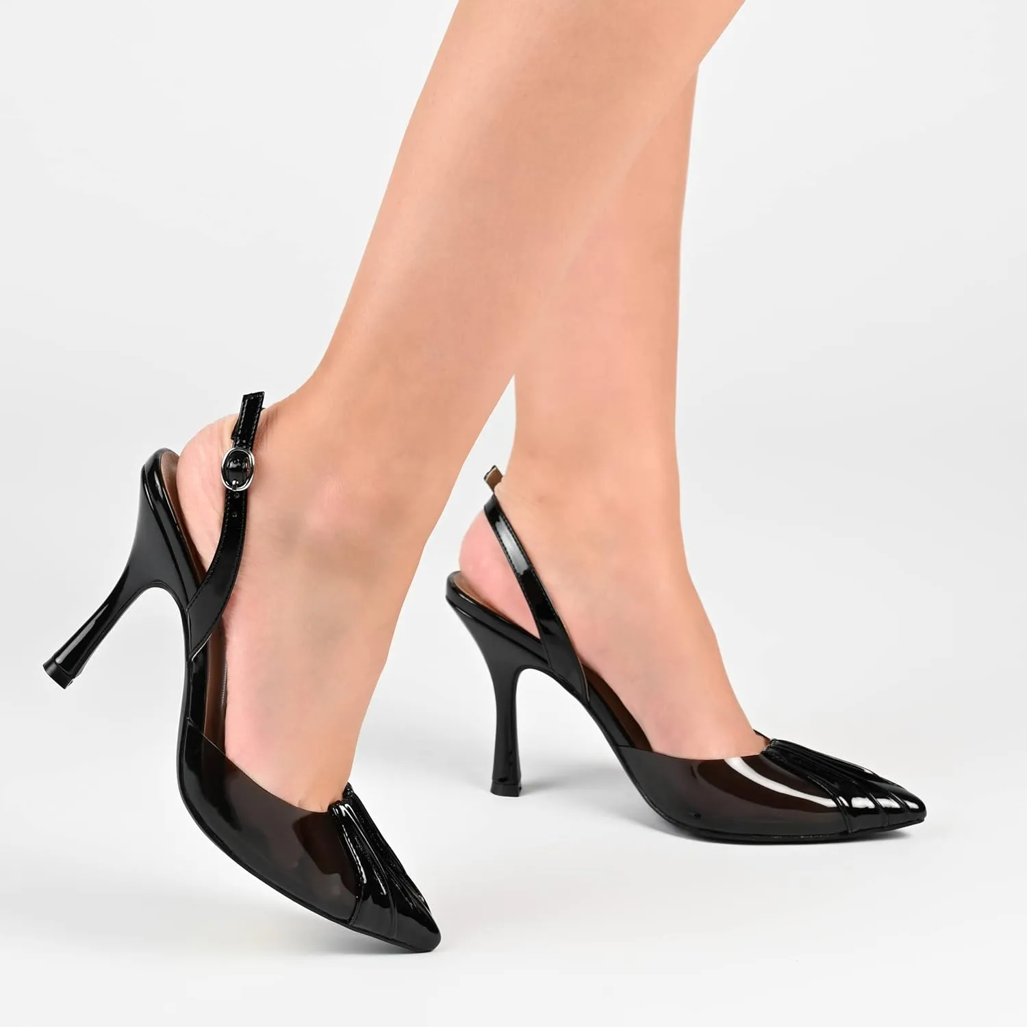 Journee Collection Womens Ivyann Patent Ankle Strap Slingback Heels