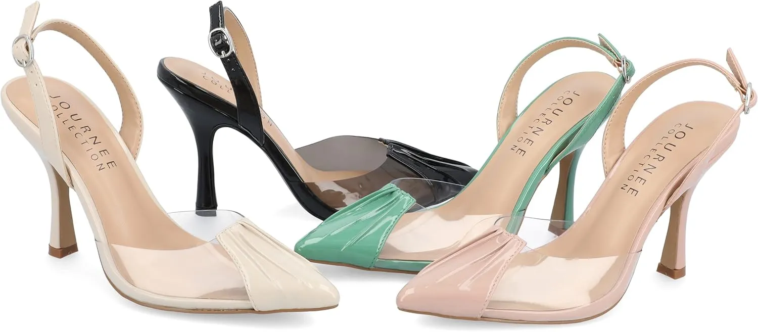 Journee Collection Womens Ivyann Patent Ankle Strap Slingback Heels