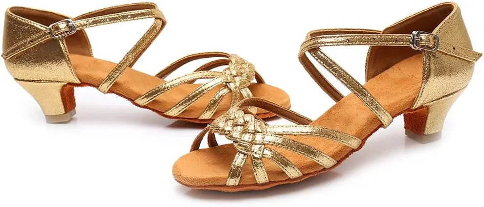 JUODVMP Girl Latin Dance Shoes Ballroom Performance Shoes for Girl and Women,Model VS-WH1208-XGG