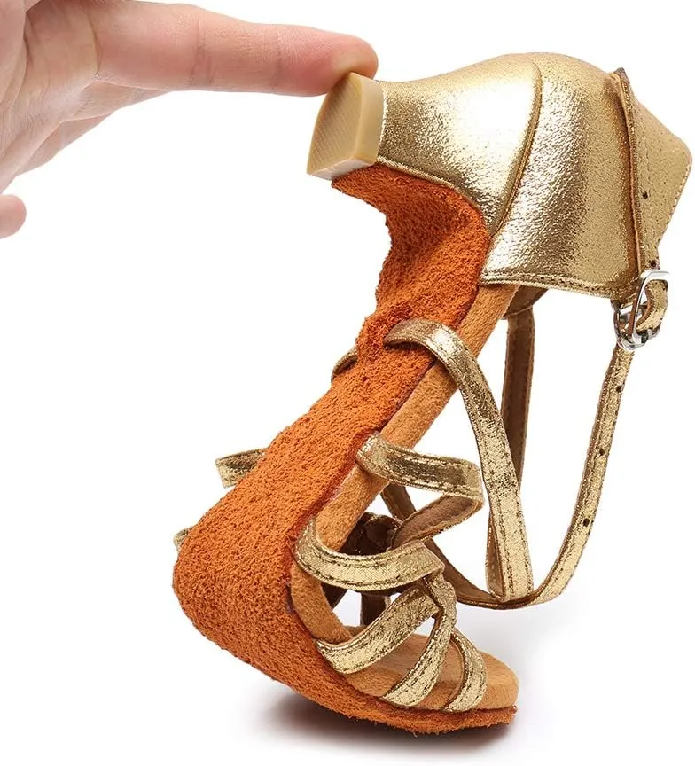 JUODVMP Girl Latin Dance Shoes Ballroom Performance Shoes for Girl and Women,Model VS-WH1208-XGG