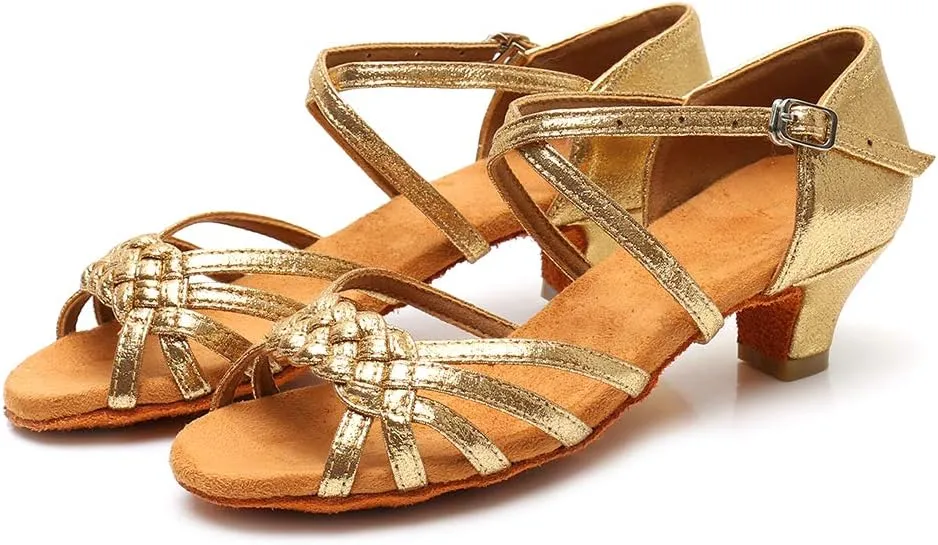 JUODVMP Girl Latin Dance Shoes Ballroom Performance Shoes for Girl and Women,Model VS-WH1208-XGG