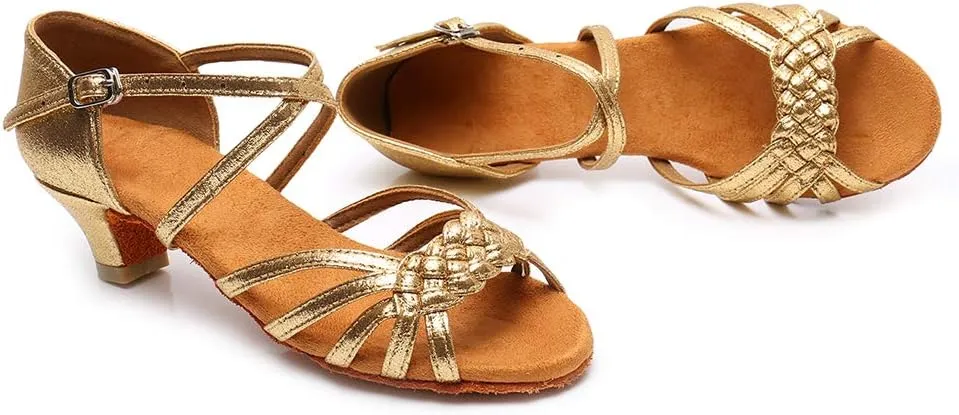 JUODVMP Girl Latin Dance Shoes Ballroom Performance Shoes for Girl and Women,Model VS-WH1208-XGG
