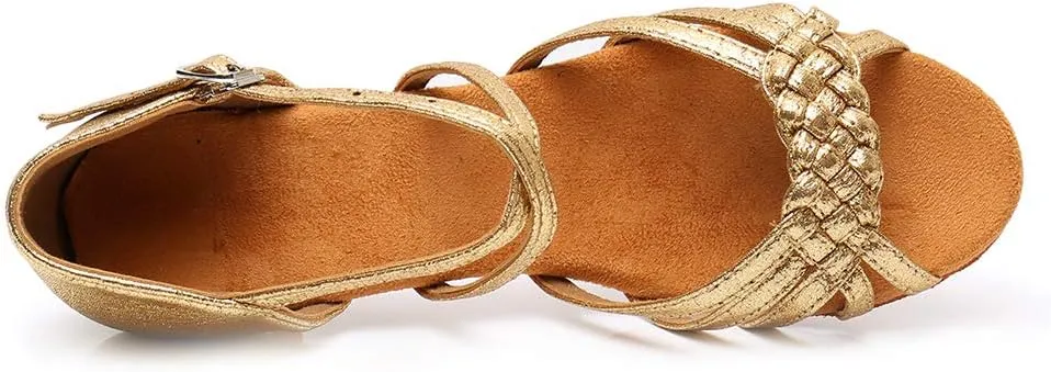 JUODVMP Girl Latin Dance Shoes Ballroom Performance Shoes for Girl and Women,Model VS-WH1208-XGG