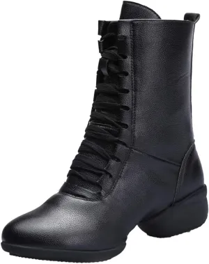 JUODVMP Women's Modern Jazz Dance Shoes Leather Professional Ballroom Salsa Practice Performance Dance Shoes,Model YMJ1816