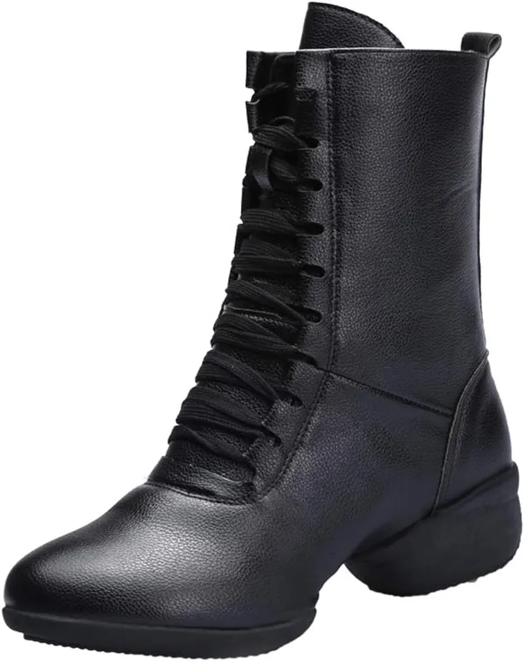 JUODVMP Women's Modern Jazz Dance Shoes Leather Professional Ballroom Salsa Practice Performance Dance Shoes,Model YMJ1816