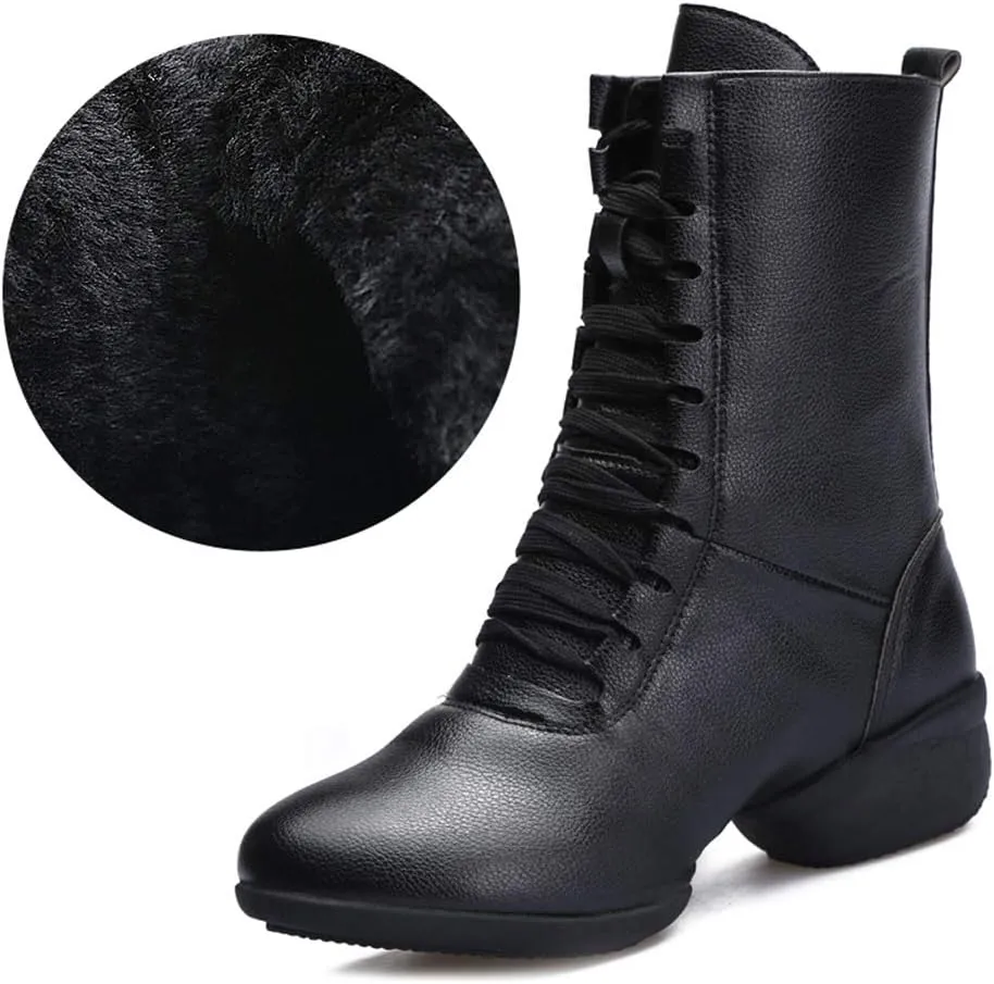 JUODVMP Women's Modern Jazz Dance Shoes Leather Professional Ballroom Salsa Practice Performance Dance Shoes,Model YMJ1816