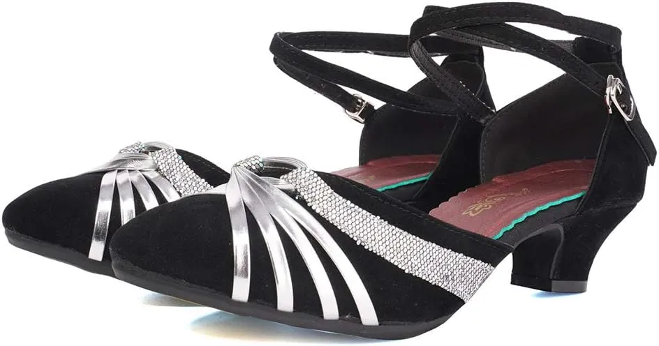 JUODVMP Women's Standard Latin Dance Shoes Professional Ballroom Performance Character Wedding Shoes for Women,DYBJ