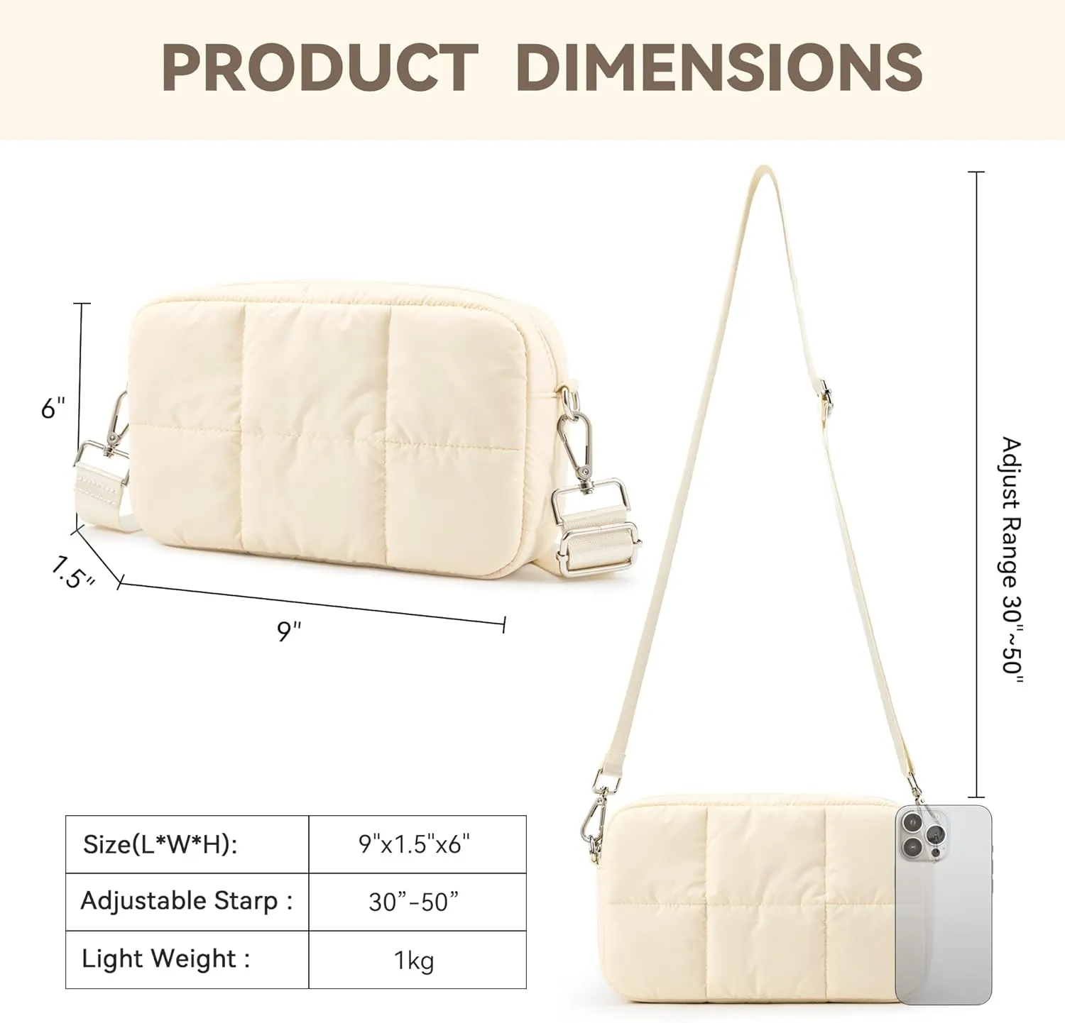 KALIDI FANCY FOREST Crossbody Bags for Women Crossbody Purse with Strap Lightweight Puffer quilted Shoulder Bag for Travel