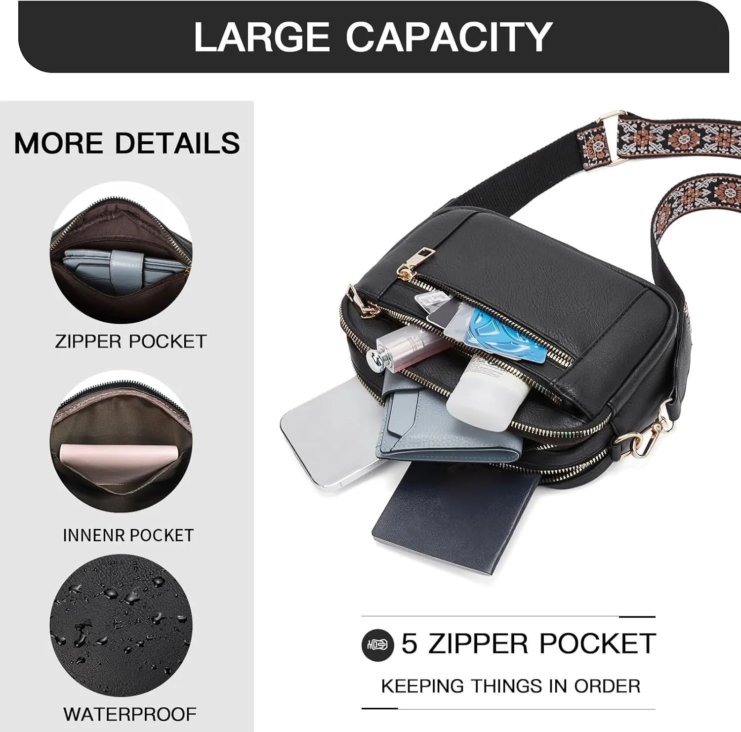 Langrents Crossbody Bag, Cross Body Bag for Woman, Langrents Purses, Lang Rents Multi Pocket Shoulder Bag