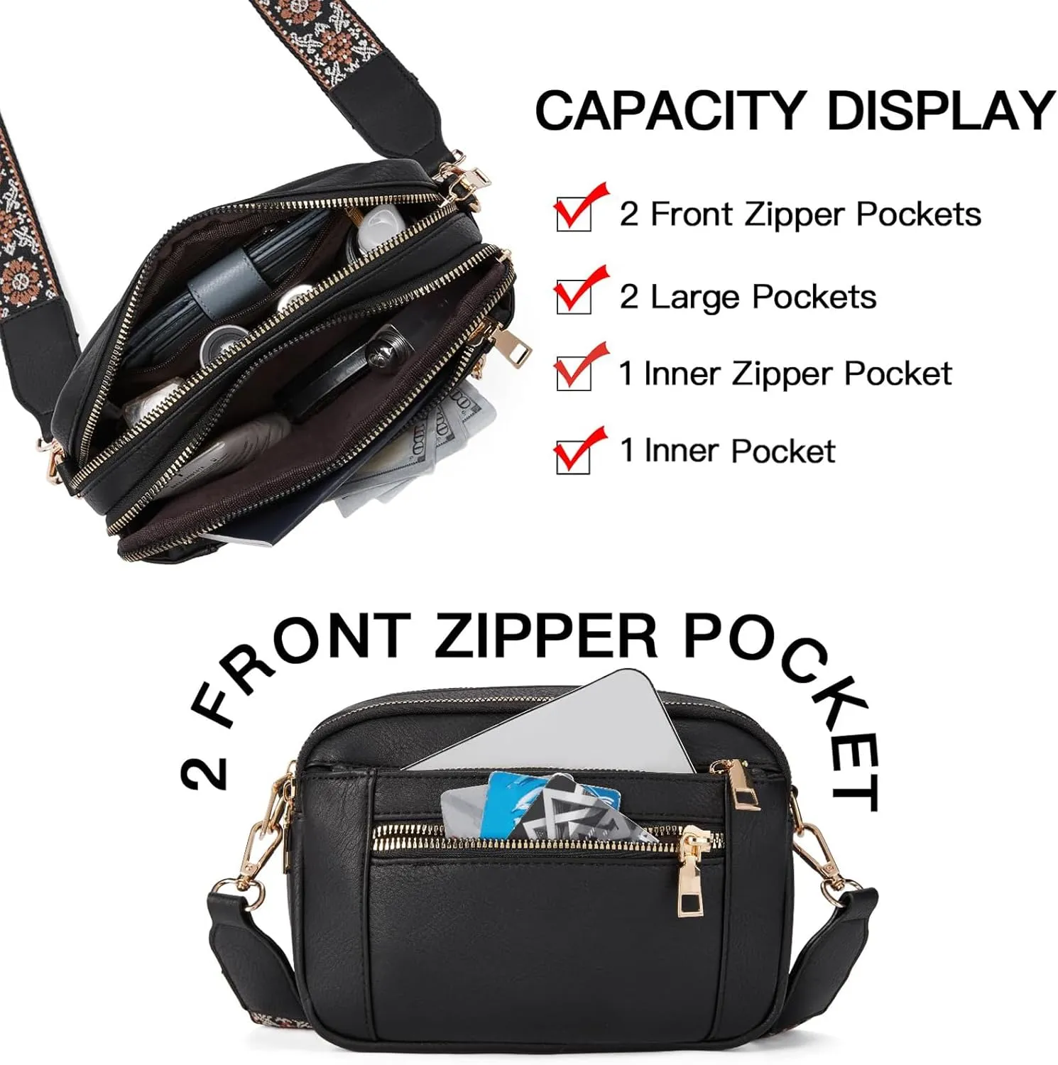 Langrents Crossbody Bag, Cross Body Bag for Woman, Langrents Purses, Lang Rents Multi Pocket Shoulder Bag