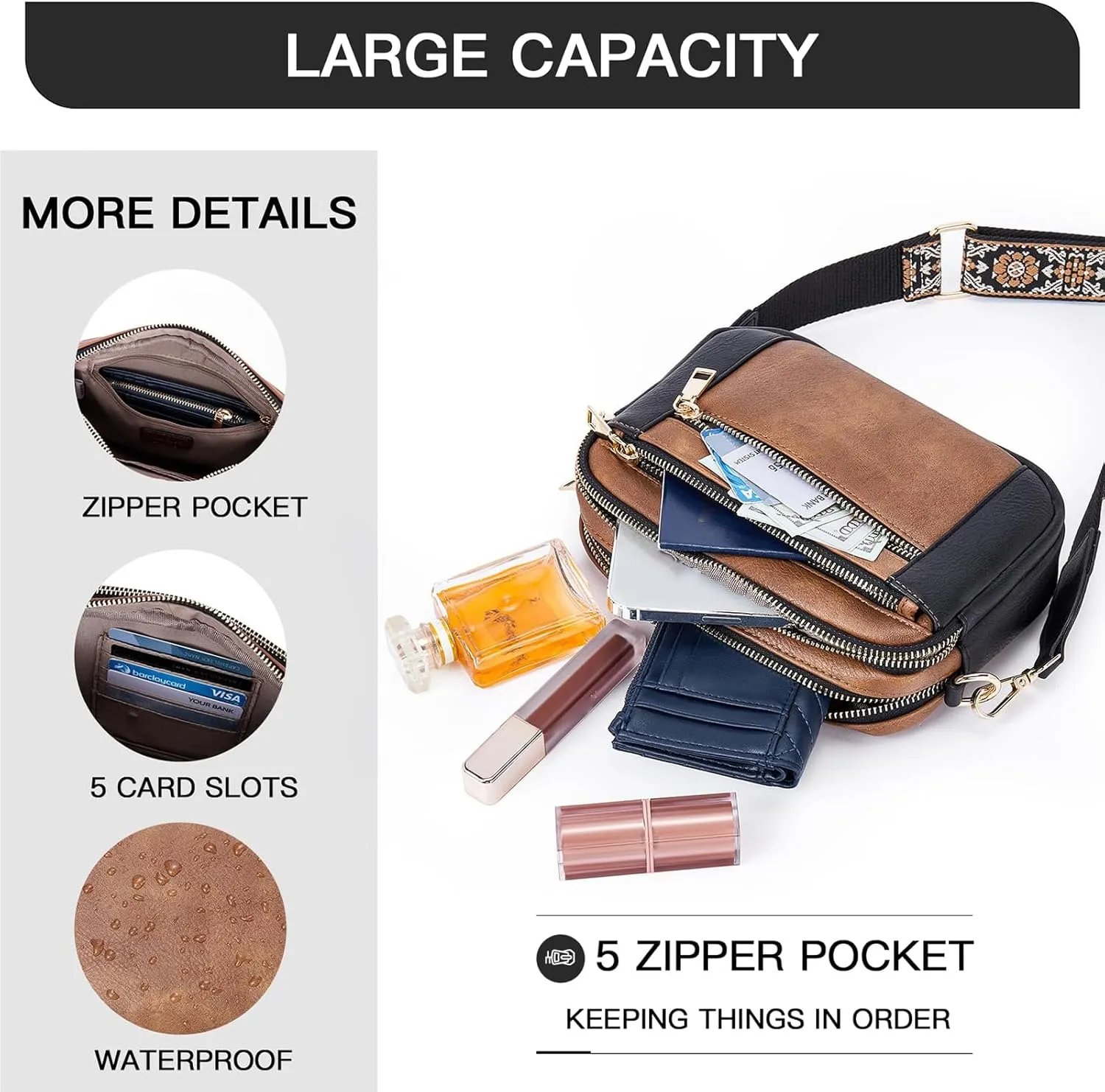 Langrents Crossbody Bag, Cross Body Bag for Woman, Langrents Purses, Lang Rents Multi Pocket Shoulder Bag