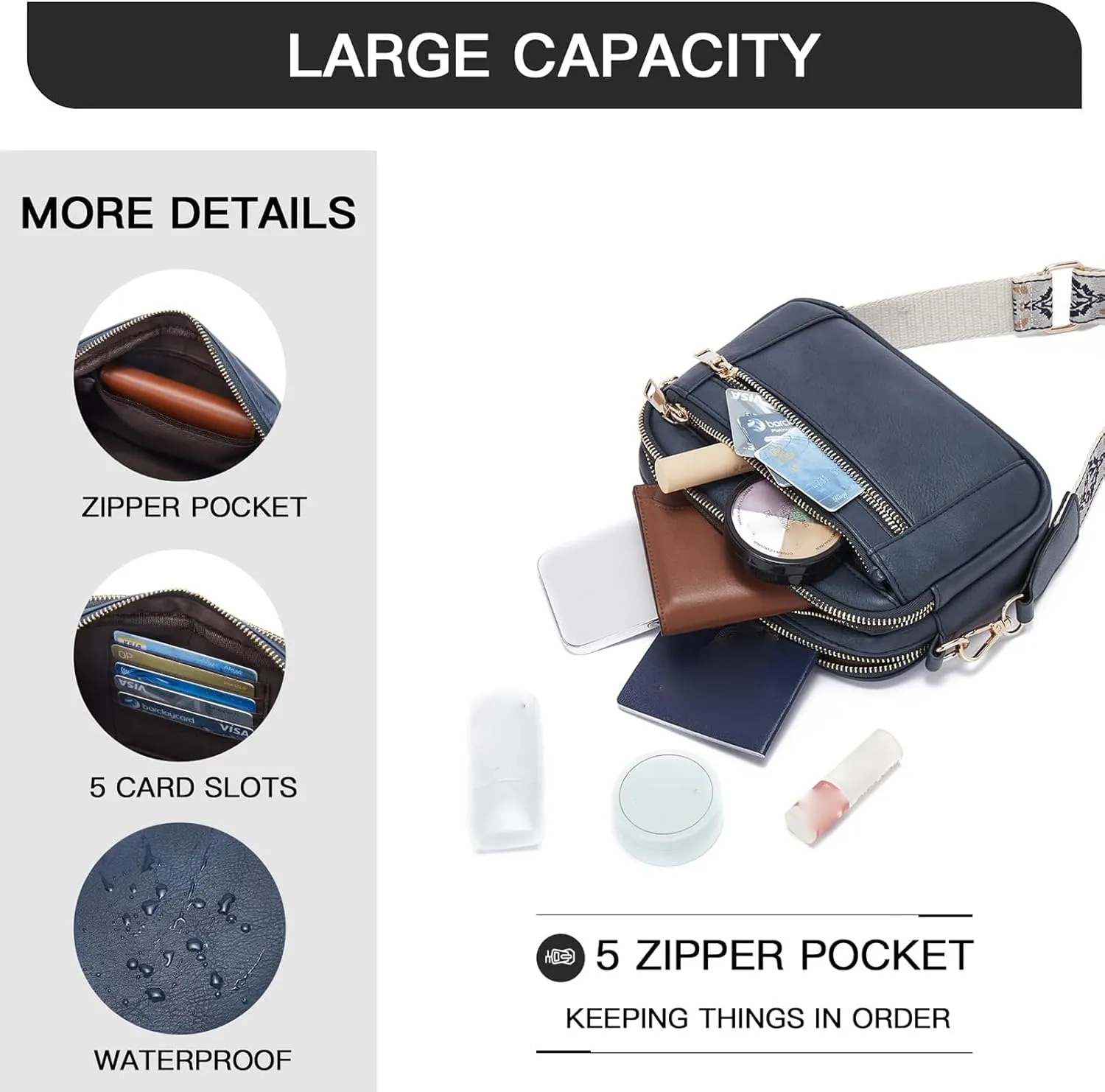Langrents Crossbody Bag, Cross Body Bag for Woman, Langrents Purses, Lang Rents Multi Pocket Shoulder Bag