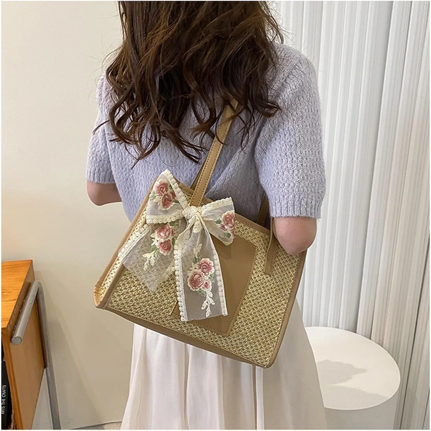 Large Beach Bags for Women Travel Straw Purses Cute Beach Tote Straw Tote Vacation Handbags Shoulder Bag Hobo Bags