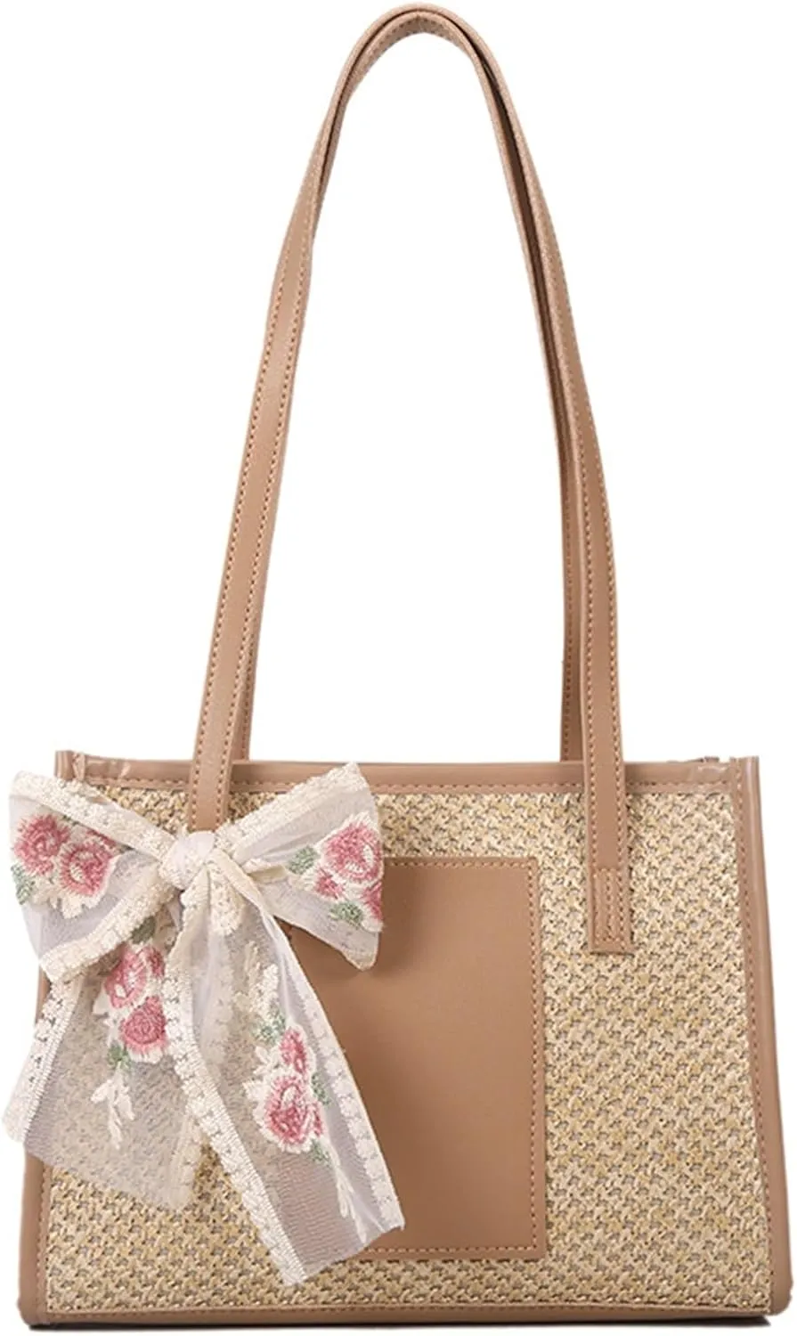 Large Beach Bags for Women Travel Straw Purses Cute Beach Tote Straw Tote Vacation Handbags Shoulder Bag Hobo Bags
