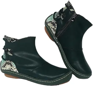 Lausiuoe Ankle Boots For Women No Heel Casual Dressy Elastic Booties Ladies Flat Western Wide Width Fashion Boot Pull-On
