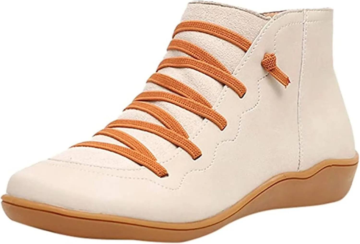 Lausiuoe Boots For Women Cowboy Style Flat Fashion Ankle Booties Causal Dressy Side Zipper Wide Width Western Boots