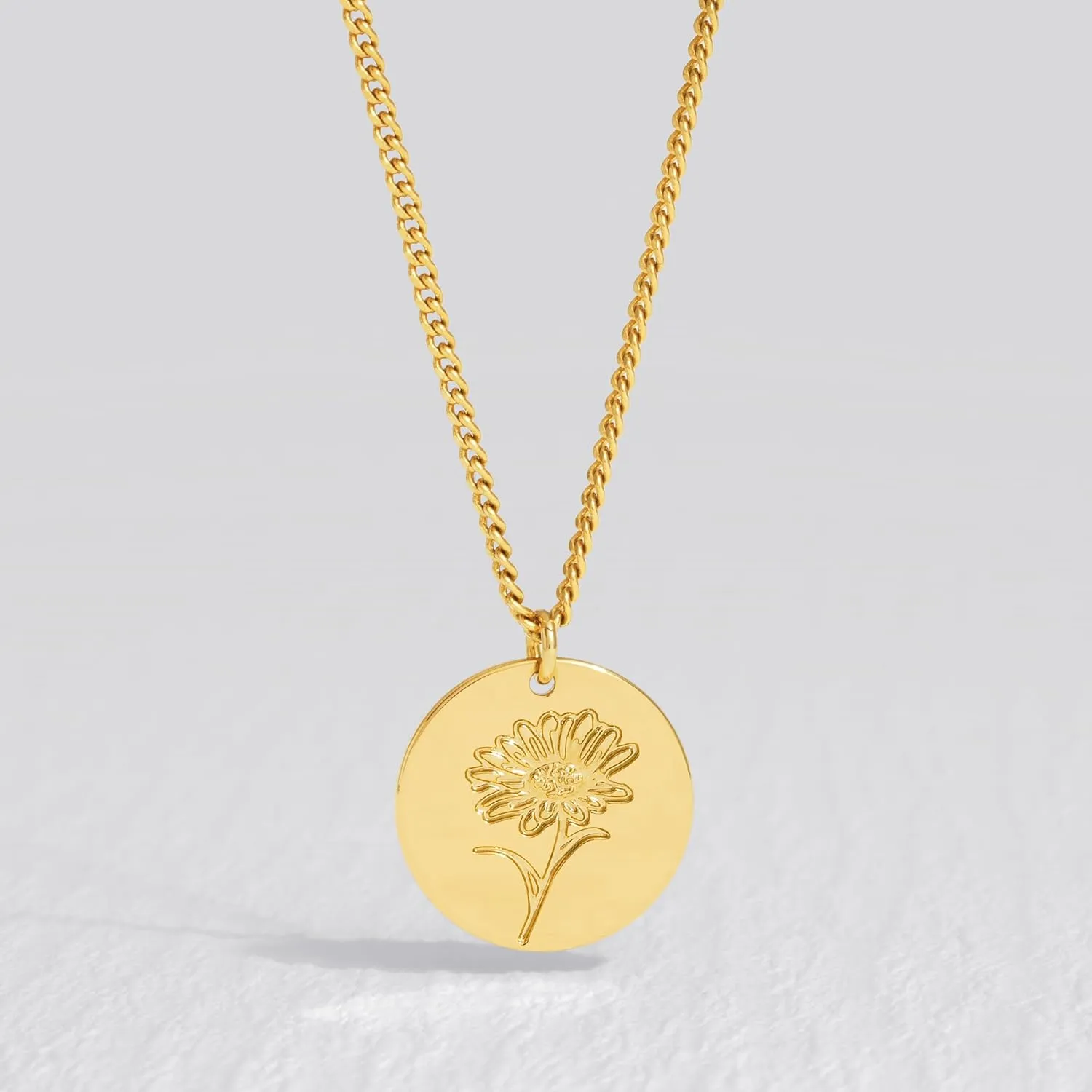 Layered Birth Flower Necklace for Women 18K Gold Plated Dainty Layering Coin Disc Pendant Necklaces Gold Jewelry Birthday Gifts 12 Month