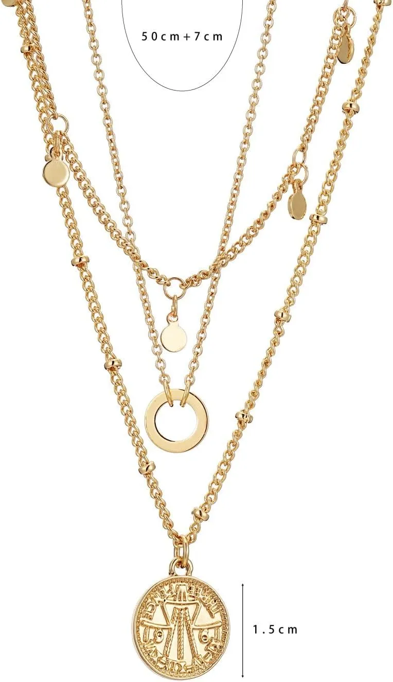 Layered Gold Necklaces Dainty 14K Gold Trendy Stackable Paperclip Chain Necklace for Women Pendant Choker Charm Statement Necklace Set
