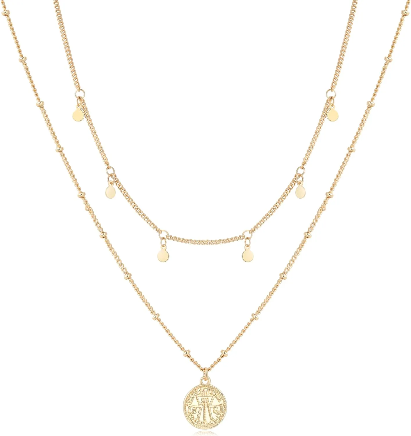 Layered Gold Necklaces Dainty 14K Gold Trendy Stackable Paperclip Chain Necklace for Women Pendant Choker Charm Statement Necklace Set