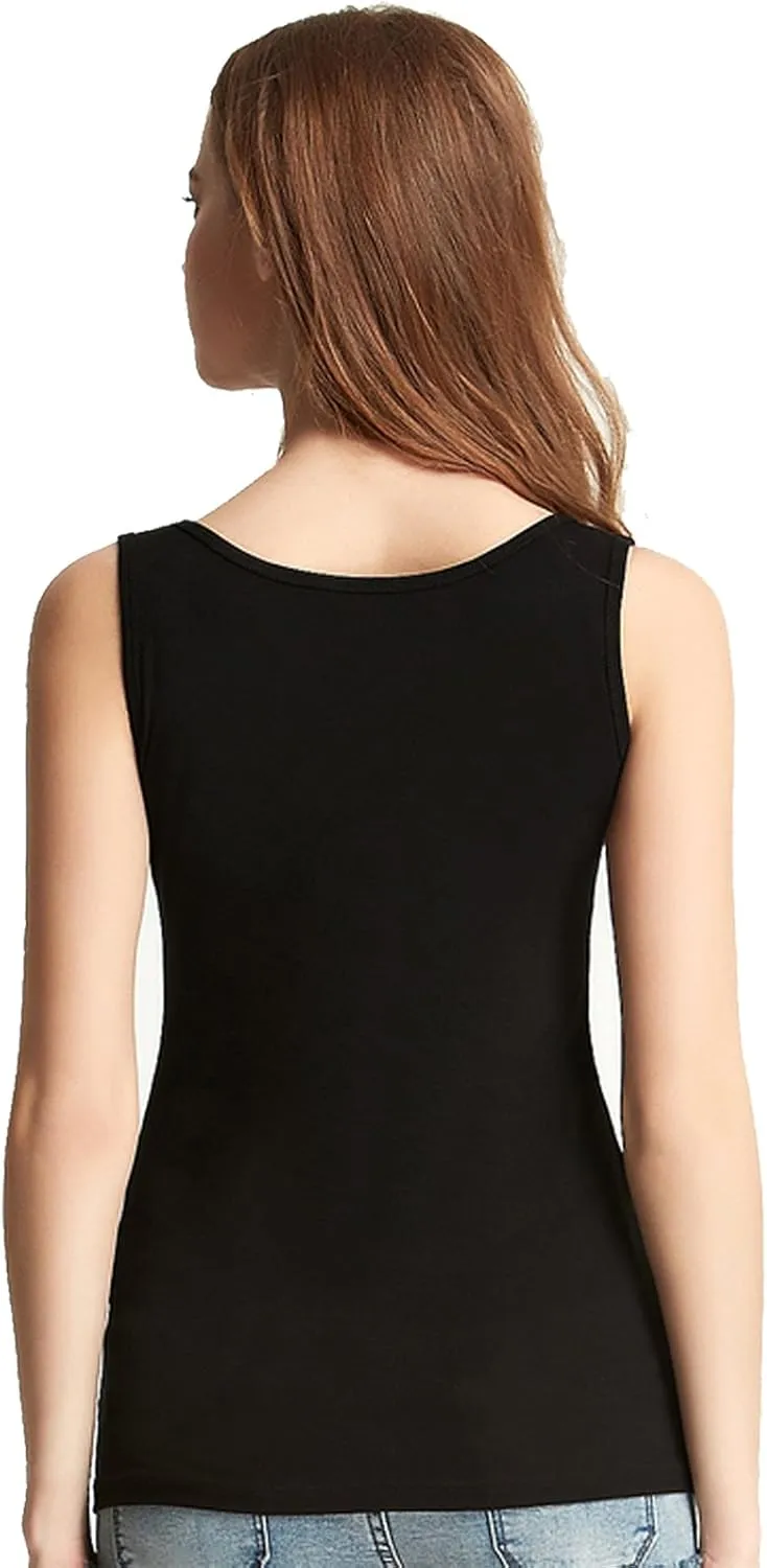 Liang Rou Women's Mini-Ribbed Stretch Scoop Neck Tank Top