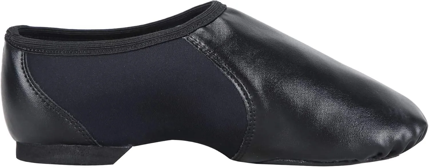 Linodes Unisex PU Leather Upper Slip-on Jazz Shoe with Circle Elastic for Women and Men's Dance Shoes