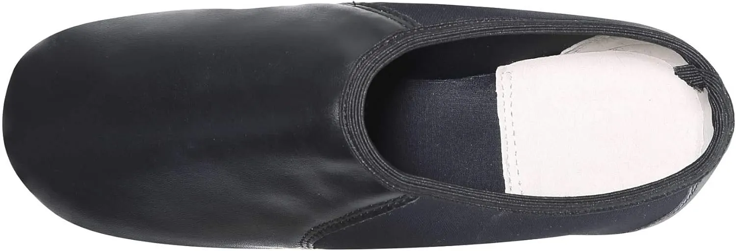 Linodes Unisex PU Leather Upper Slip-on Jazz Shoe with Circle Elastic for Women and Men's Dance Shoes