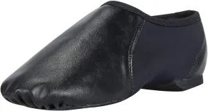 Linodes Unisex PU Leather Upper Slip-on Jazz Shoe with Circle Elastic for Women and Men's Dance Shoes