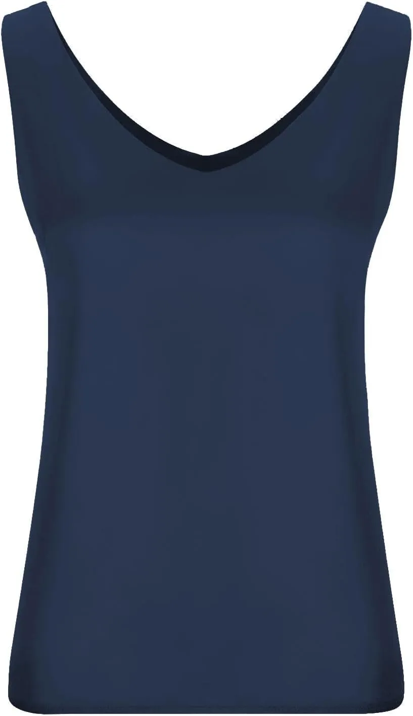 Lmdudan Silk Satin Tank Tops for Women V Neck Casual Cami Sleeveless Camisole Blouses Summer Solid Color Basic Tank Shirt