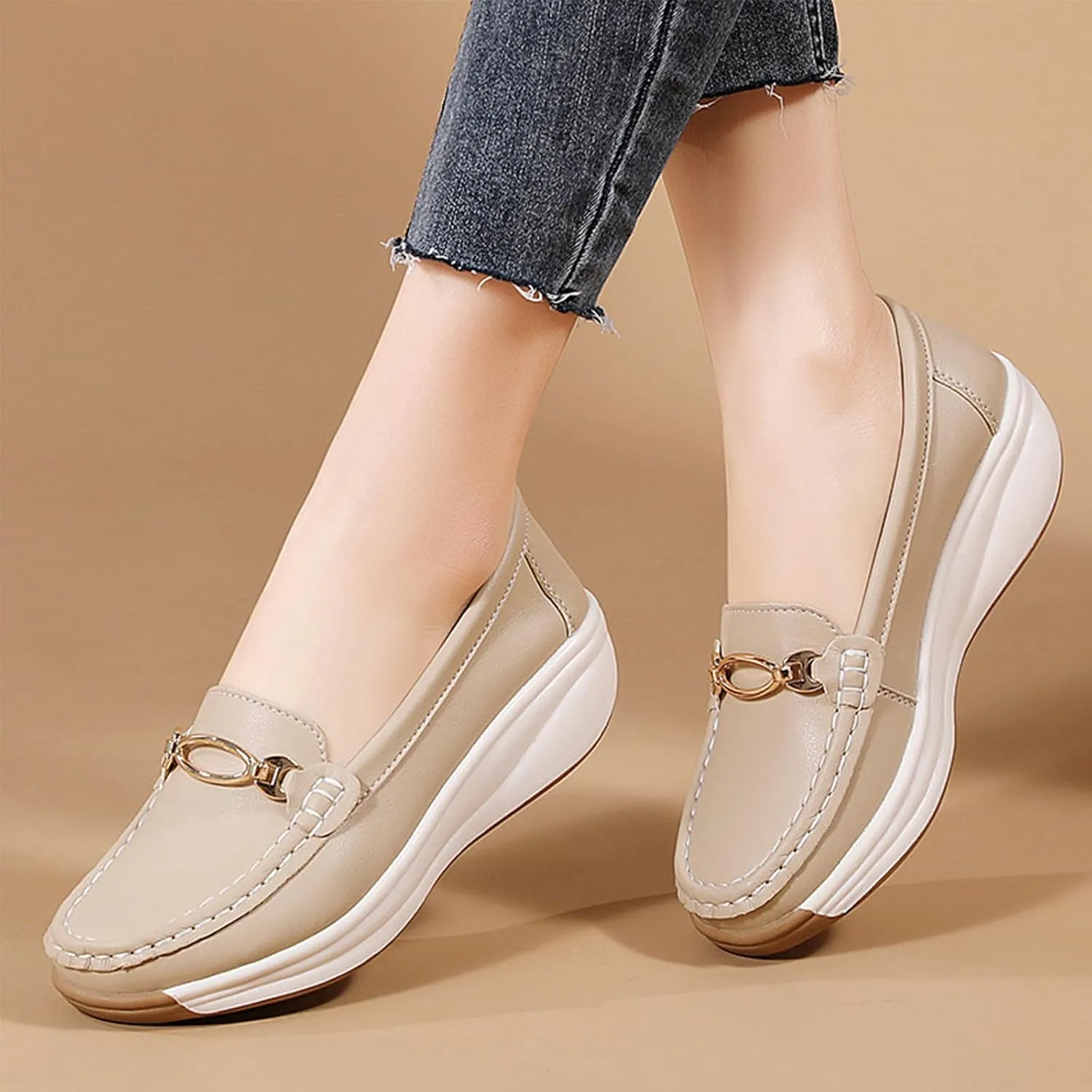Loafers for Women Casual Moccasins Women's Comfortable & Lightweight Penny Loafers Slip On Soft Sole Dress Shoes