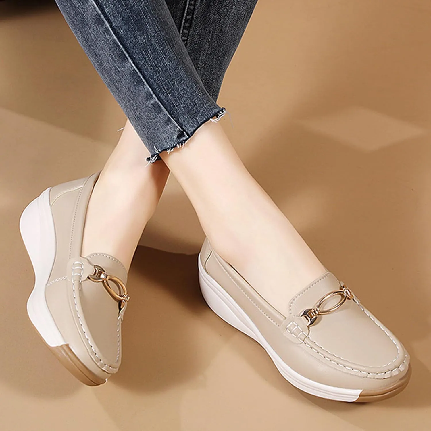 Loafers for Women Casual Moccasins Women's Comfortable & Lightweight Penny Loafers Slip On Soft Sole Dress Shoes