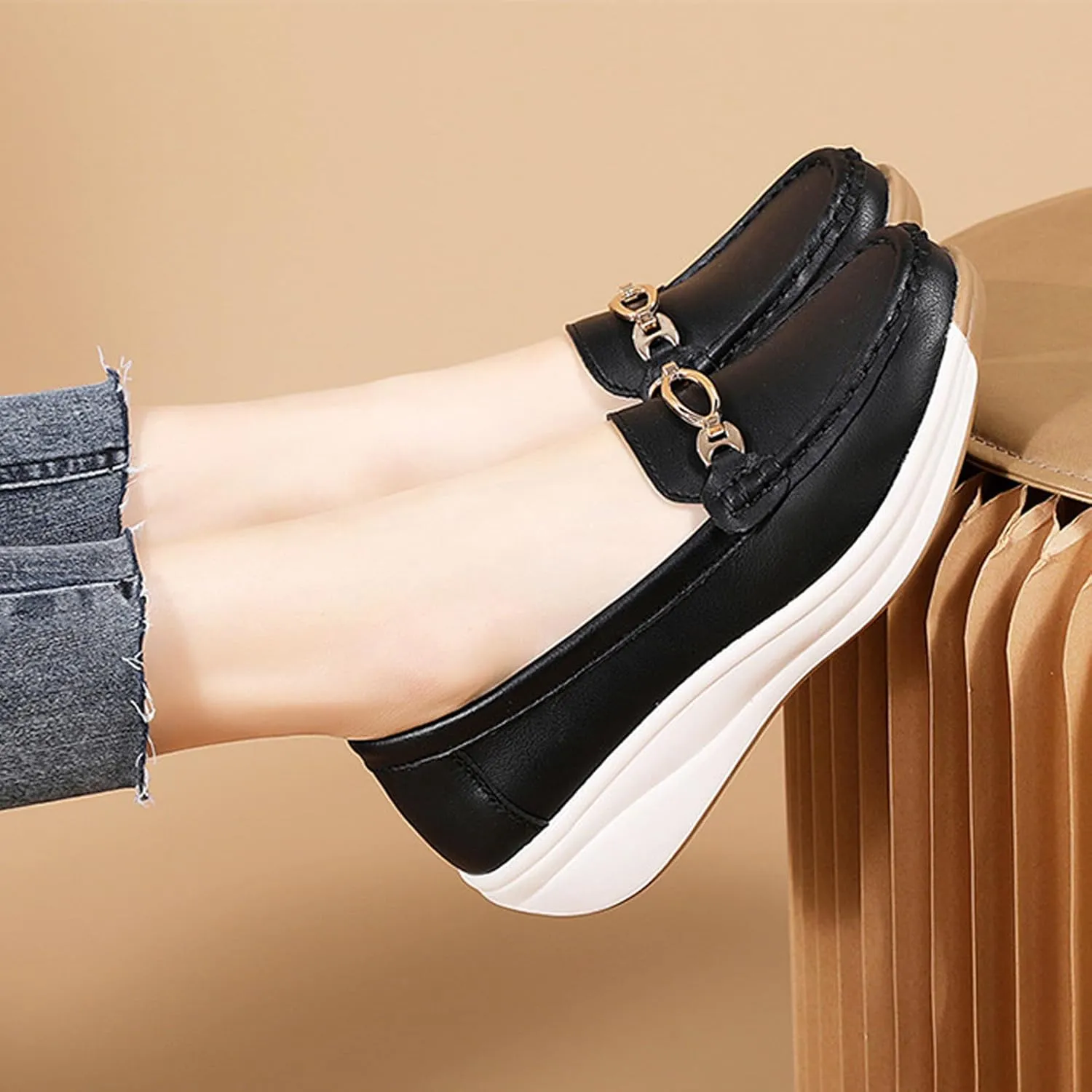 Loafers for Women Casual Moccasins Women's Comfortable & Lightweight Penny Loafers Slip On Soft Sole Dress Shoes