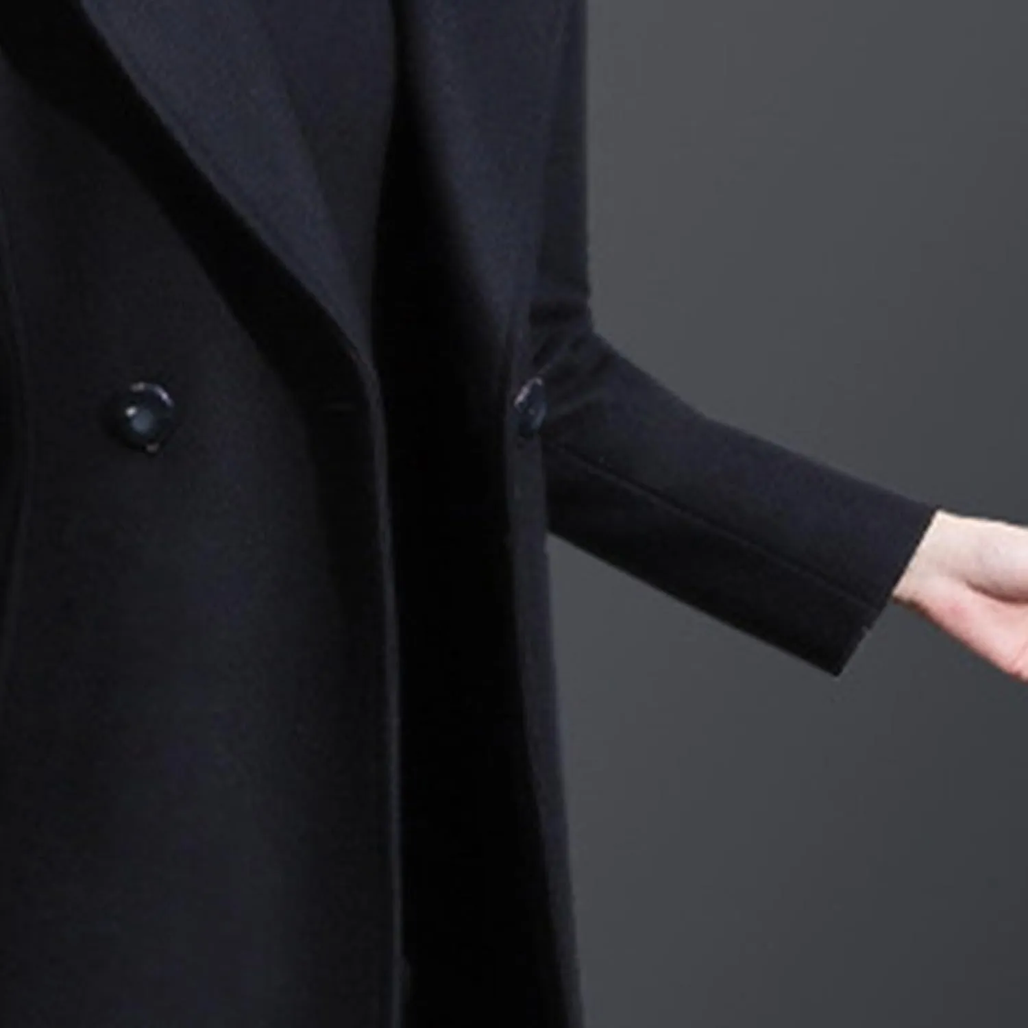 Maiyifu-GJ Womens Faux Fur Collar Wool Blend Trench Coats Spring Fall Casual Mid Long Coat Lightweight Cardigan Jackets