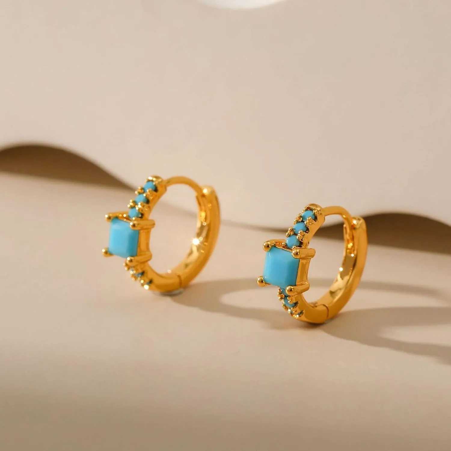 M&T 2015 cubic zirconia 14K gold plated hoop earrings, huggies wrap in gift box One Pair YWDHJ