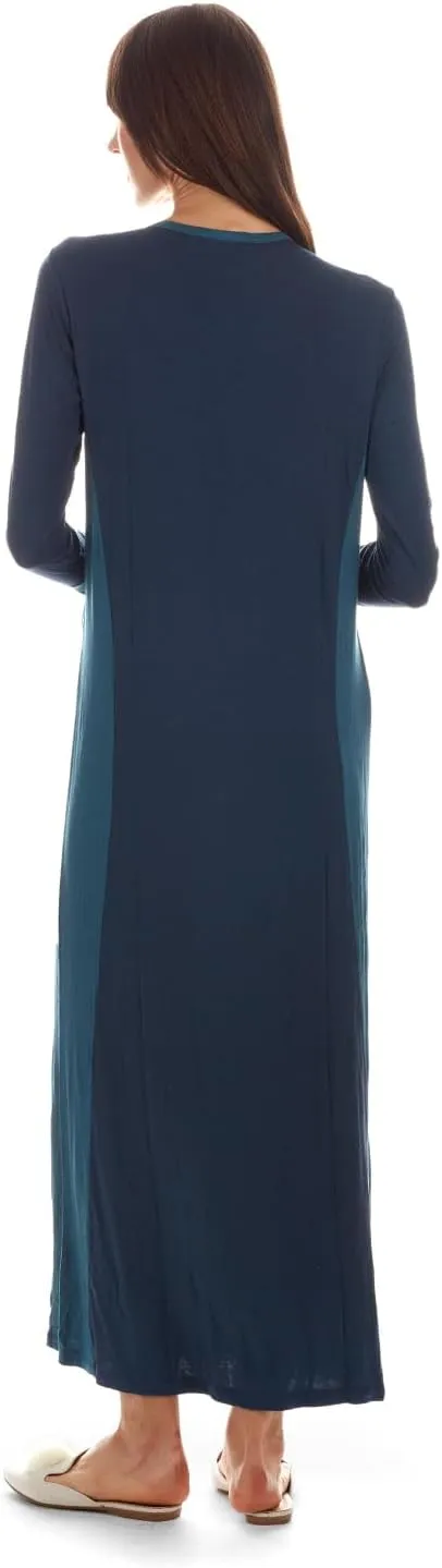 MeMoi Women's Two-Tone Button-Accent Soft Full-Length Nightgown