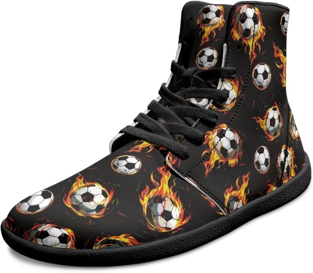 Mens Wide Toe Box Shoes High Top Lace Up Barefoot Sneakers Zero Drop Breathable Hiking Running Footwear