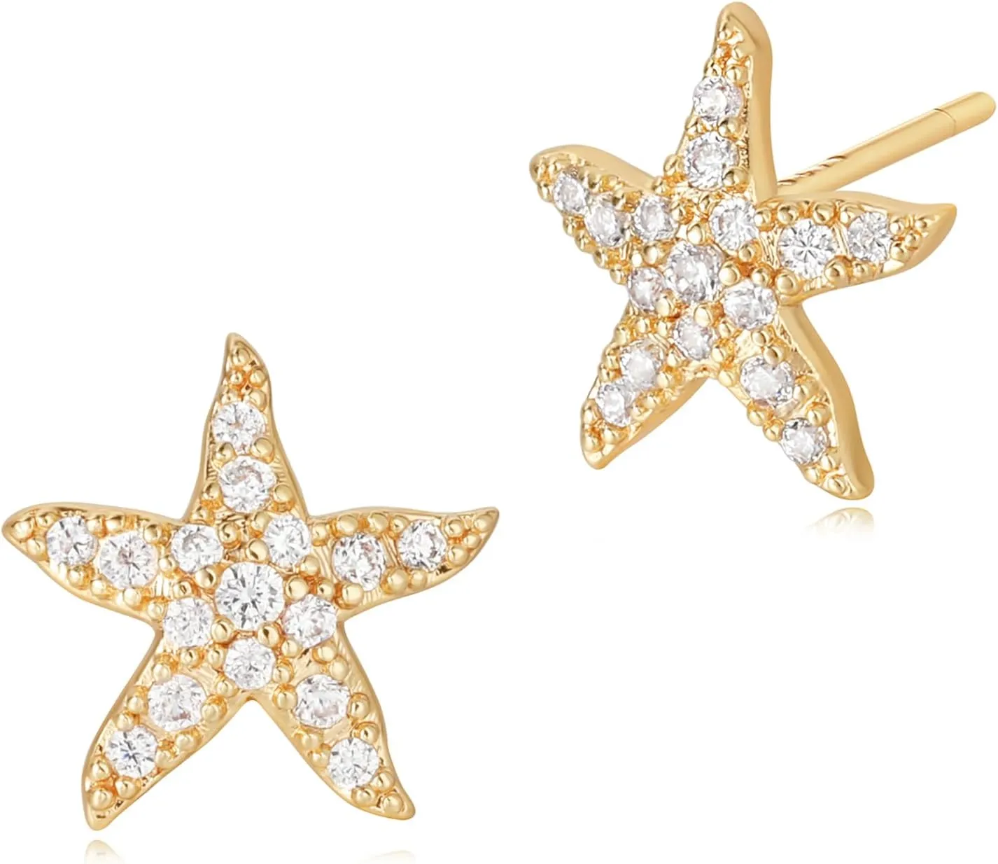 MEVECCO Starfish Gold Earrings Stud for Women 18K Gold Plated Cubic Zircon Starfhin Small Minimalist Hypoallergenic Earrings Studs Gift for Her Ear Jewelry