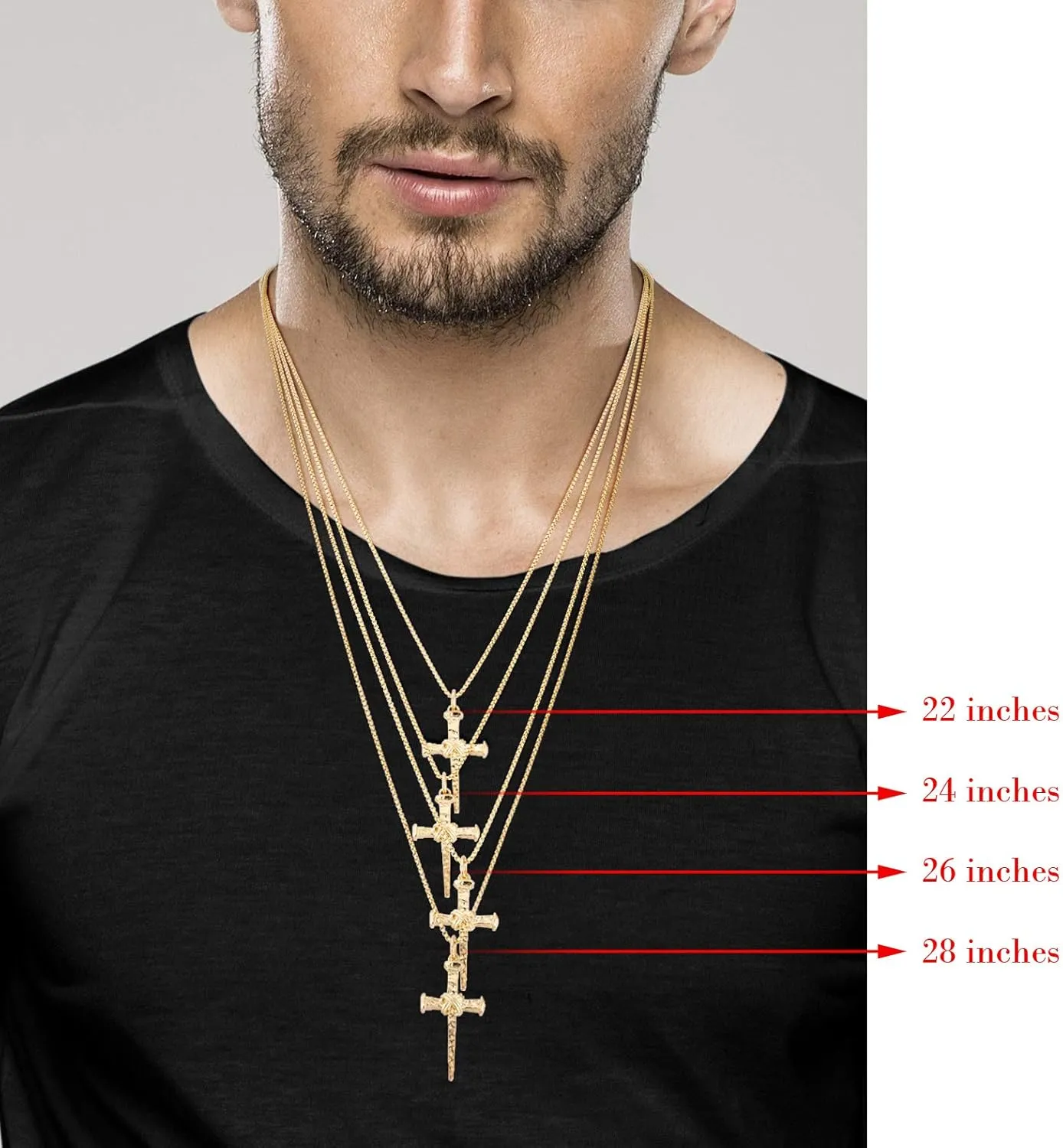 Miabella Italian Rope Wrap Nail Cross Pendant Necklace Box Chain, Rhodium or 18K Yellow Gold Over 925 Sterling Silver Made in Italy