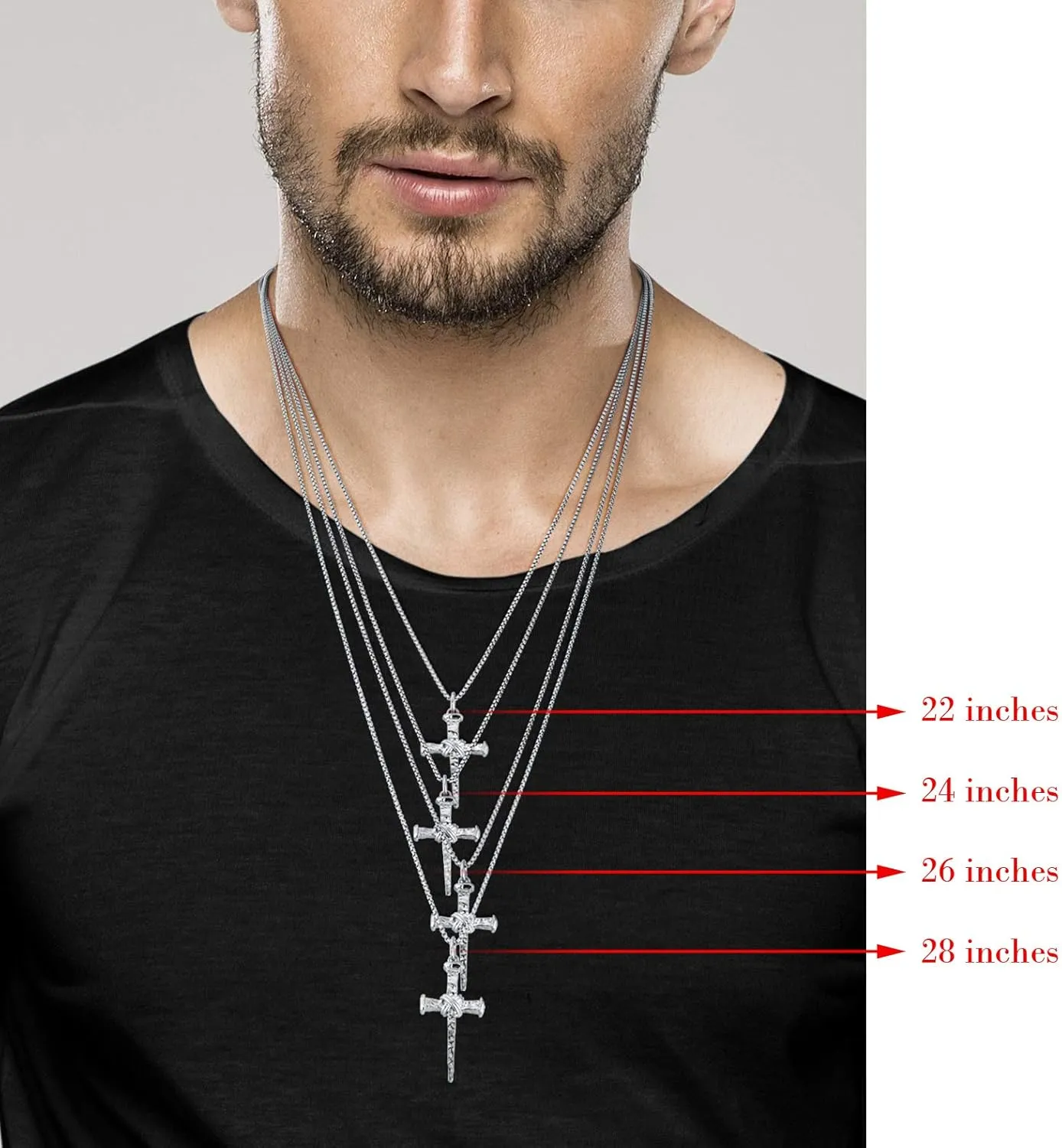 Miabella Italian Rope Wrap Nail Cross Pendant Necklace Box Chain, Rhodium or 18K Yellow Gold Over 925 Sterling Silver Made in Italy