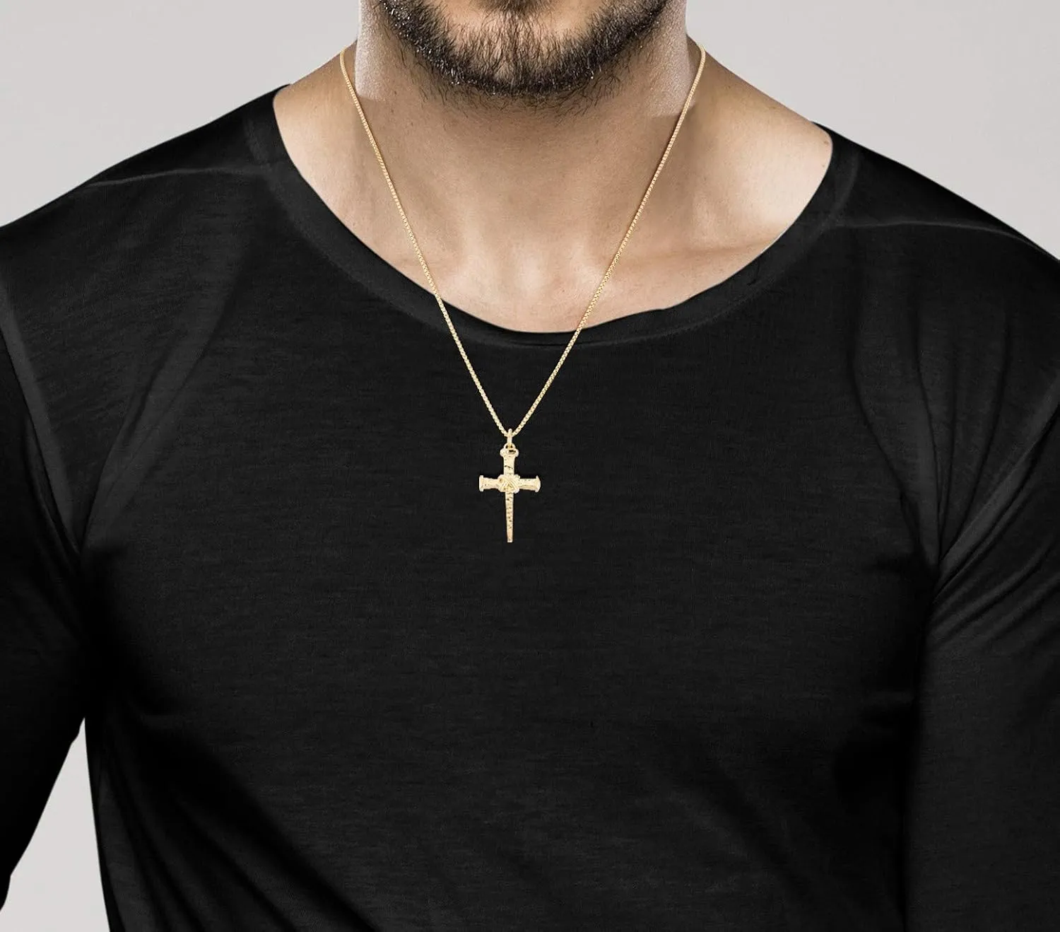 Miabella Italian Rope Wrap Nail Cross Pendant Necklace Box Chain, Rhodium or 18K Yellow Gold Over 925 Sterling Silver Made in Italy