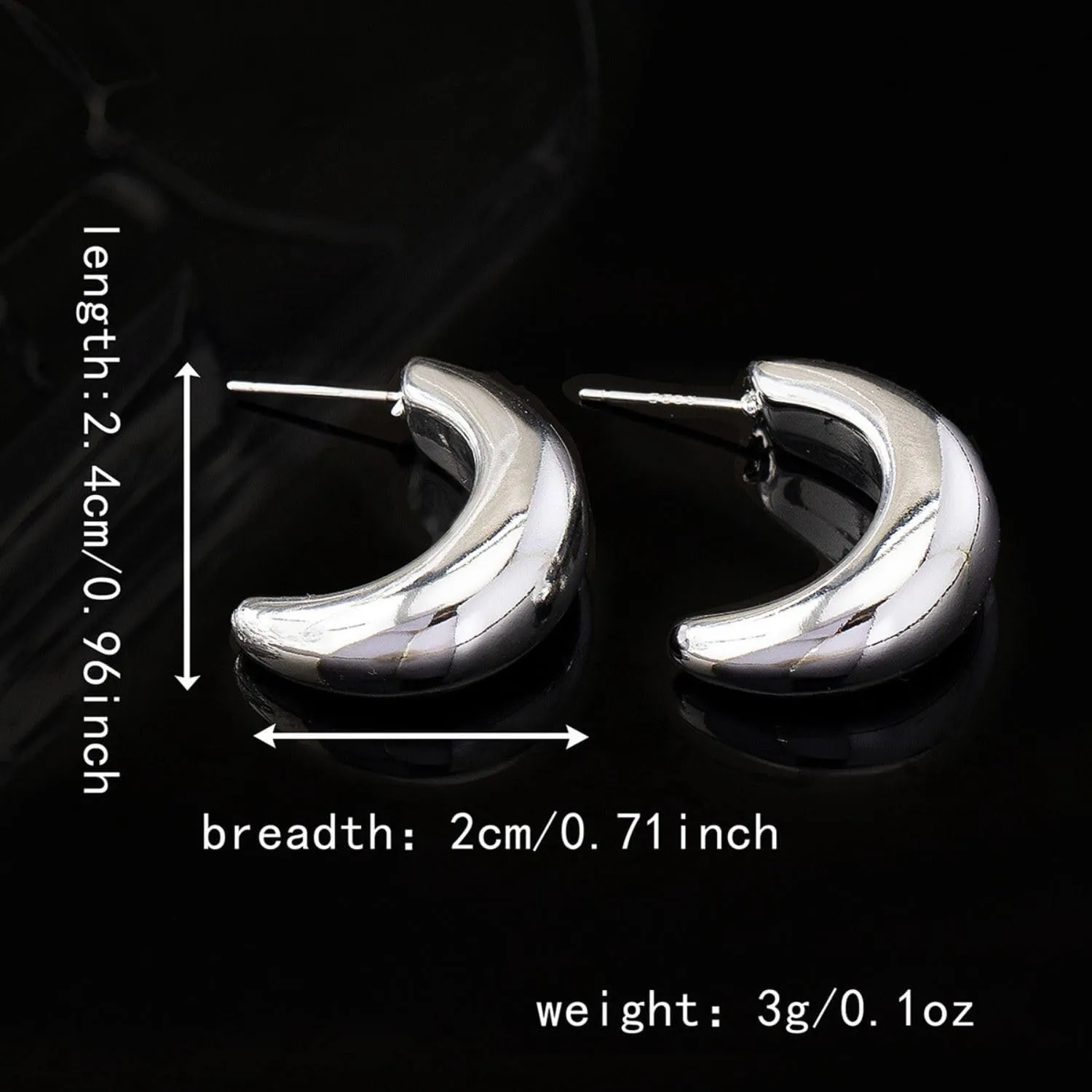 Minimalist Balloon C Shape Hoop Earrings for Women Simple Gold Silver Metallic Statement Dangle Earrings Jewelry