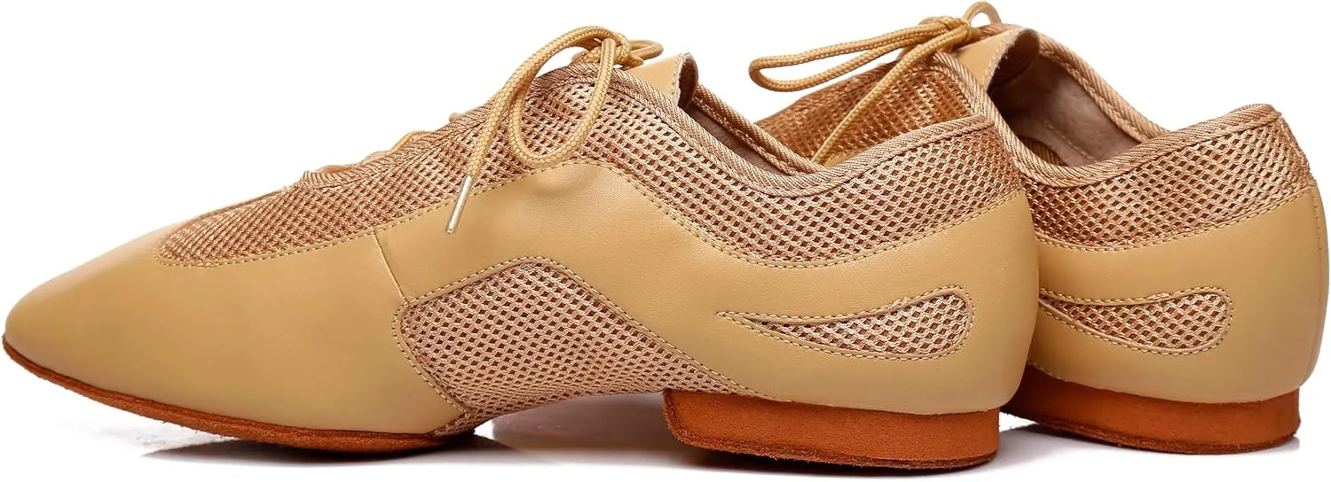 Minishion Men's Latin Ballroom Lace-up Breathable Mesh Synthetic Sport Practics Dance Shoes L400