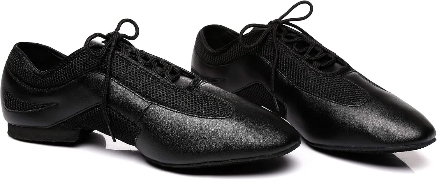 Minishion Men's Latin Ballroom Lace-up Breathable Mesh Synthetic Sport Practics Dance Shoes L400