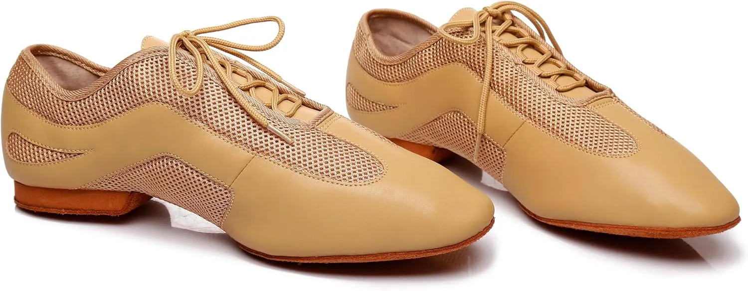 Minishion Men's Latin Ballroom Lace-up Breathable Mesh Synthetic Sport Practics Dance Shoes L400