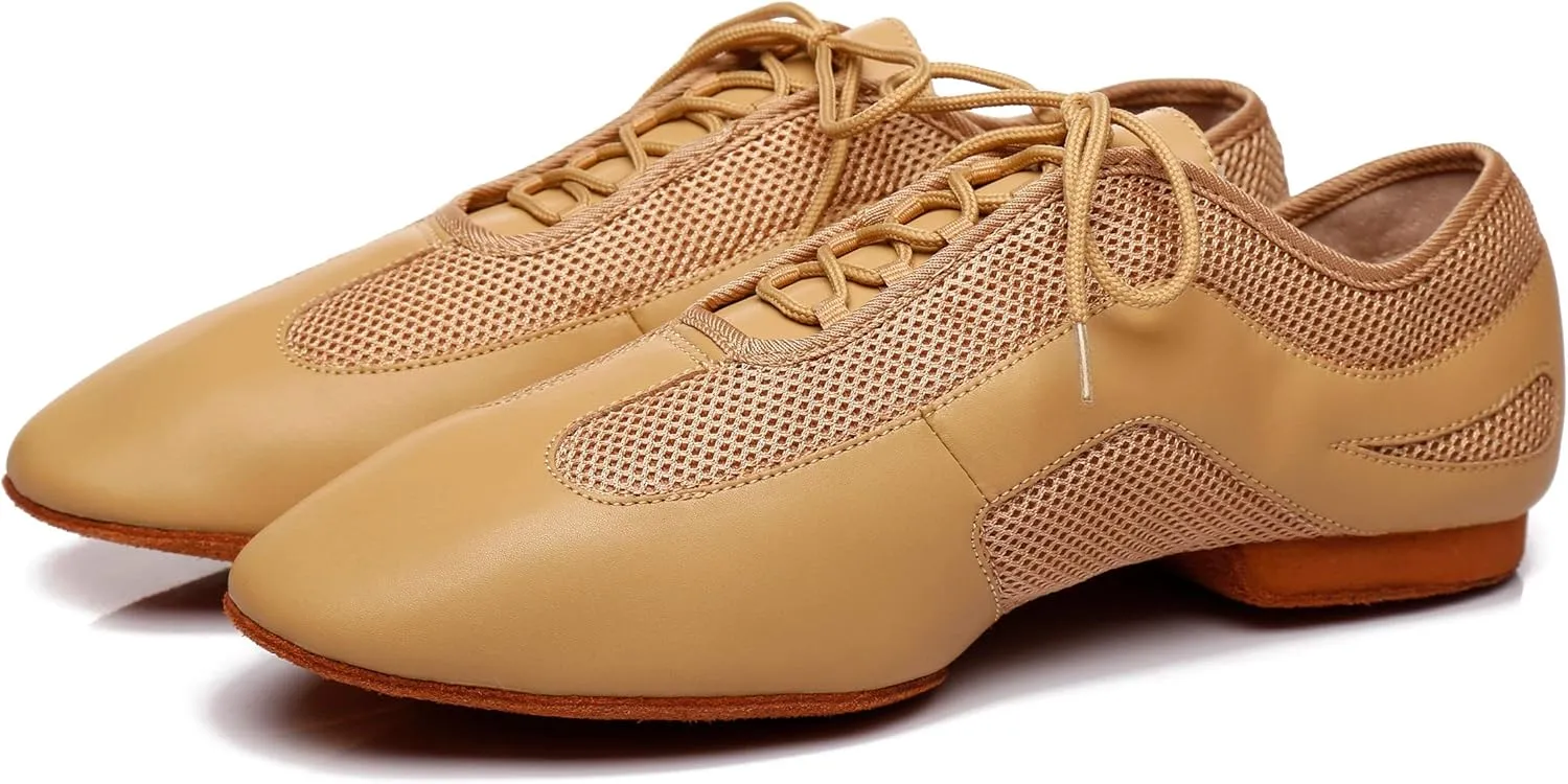 Minishion Men's Latin Ballroom Lace-up Breathable Mesh Synthetic Sport Practics Dance Shoes L400