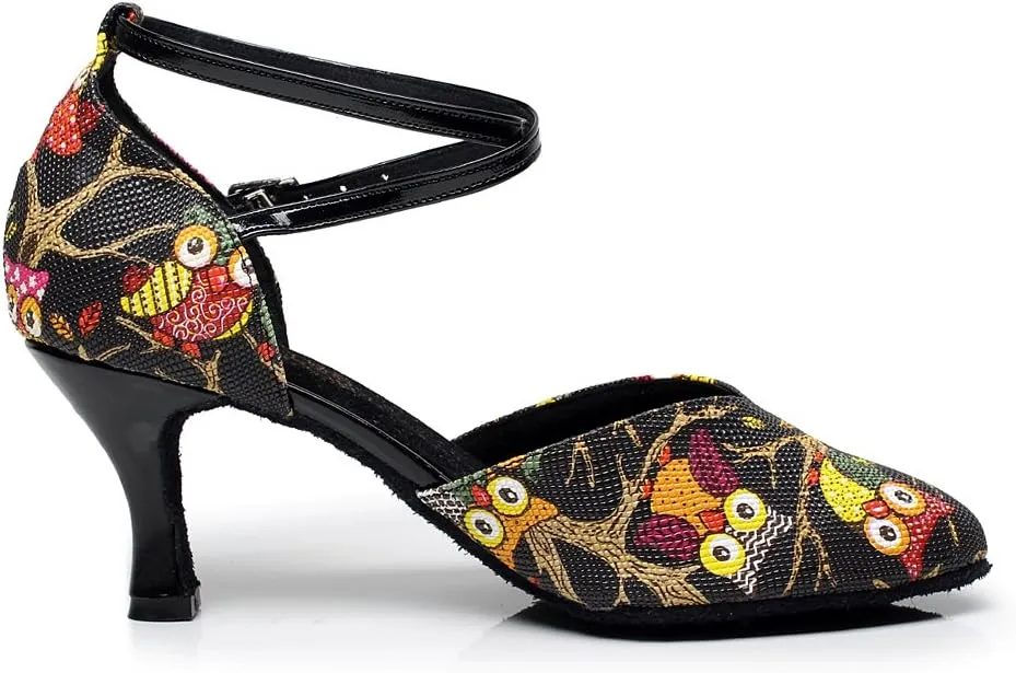 Minishion QJ6235 Women's Comfort Ankle Strap Pleather Latin Salsa Ballroom Dance Shoes